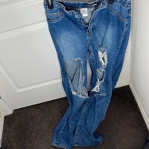 dark washed ripped jeans